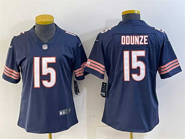 Women's Chicago Bears #15 Rome Odunze Navy 2024 Draft Vapor Stitched Jersey,We sell and wholesale Women's Chicago Bears #15 Rome Odunze Navy 2024 Draft Vapor Stitched Jersey on line form chian!